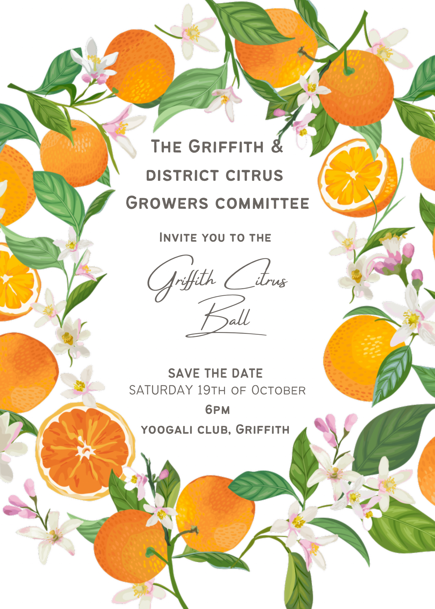 Invite to Griffith Citrus Ball